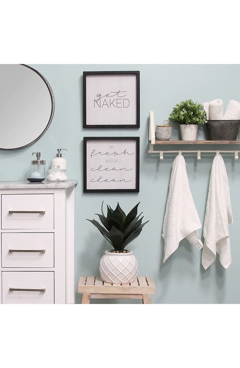 STRATTON HOME DECOR White/Black Get Naked Wall Art - Set of 2, Alternate, color,