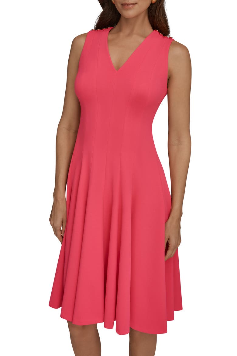 Sleeveless Fit & Flare Dress, Main, color, AZALEA