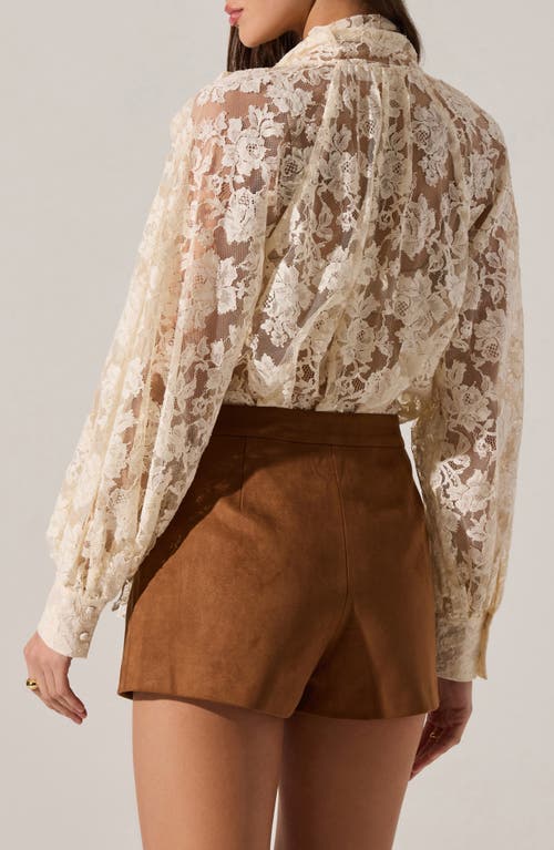 Astr The Label Cinthia Sheer Cotton Blend Lace Top In Neutral