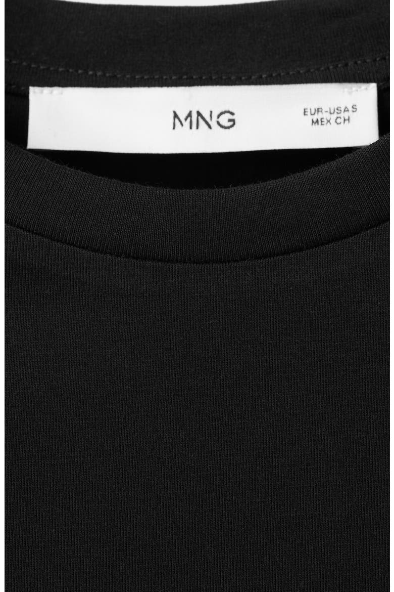 Floral Embroidered Cotton Tee, Alternate, color, BLACK