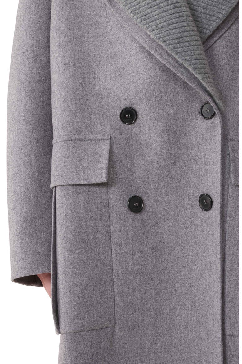 Double-Faced Coat In Wool And Cashmere, Alternate, color, Heather Grey