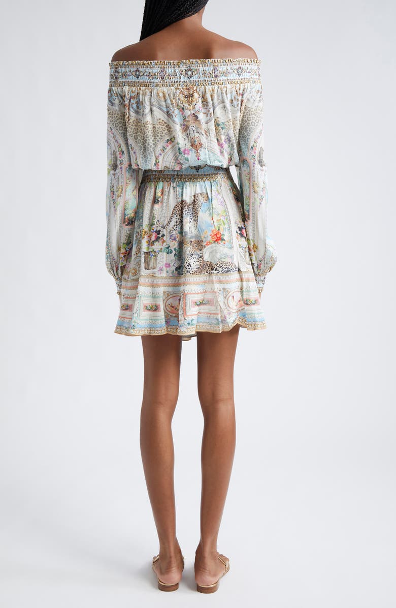 Camilla We Always Have Alexandria Off the Shoulder Long Sleeve Silk Dress, Alternate, color, 