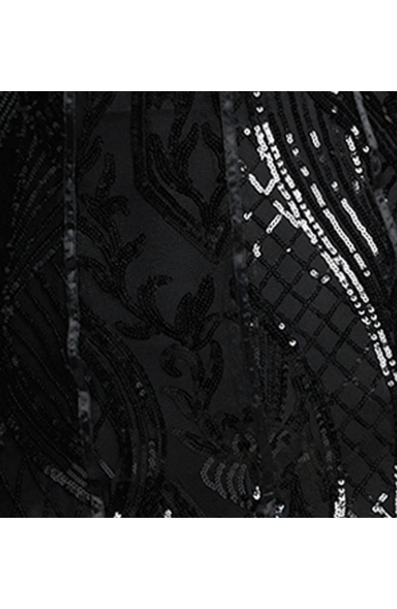 bebe Sequin Feather Gown, Alternate, color, Black