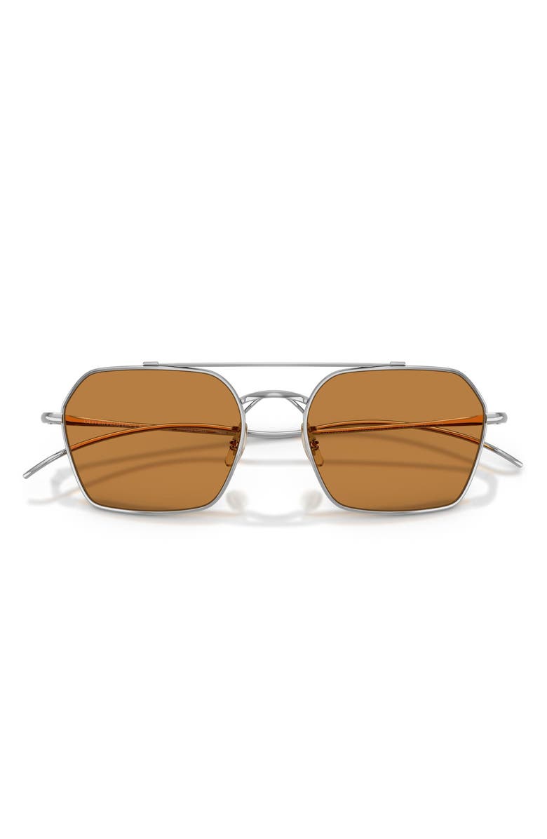 Oliver Peoples TK-14 53mm Geometric Sunglasses, Alternate, color, Silver / Cognac