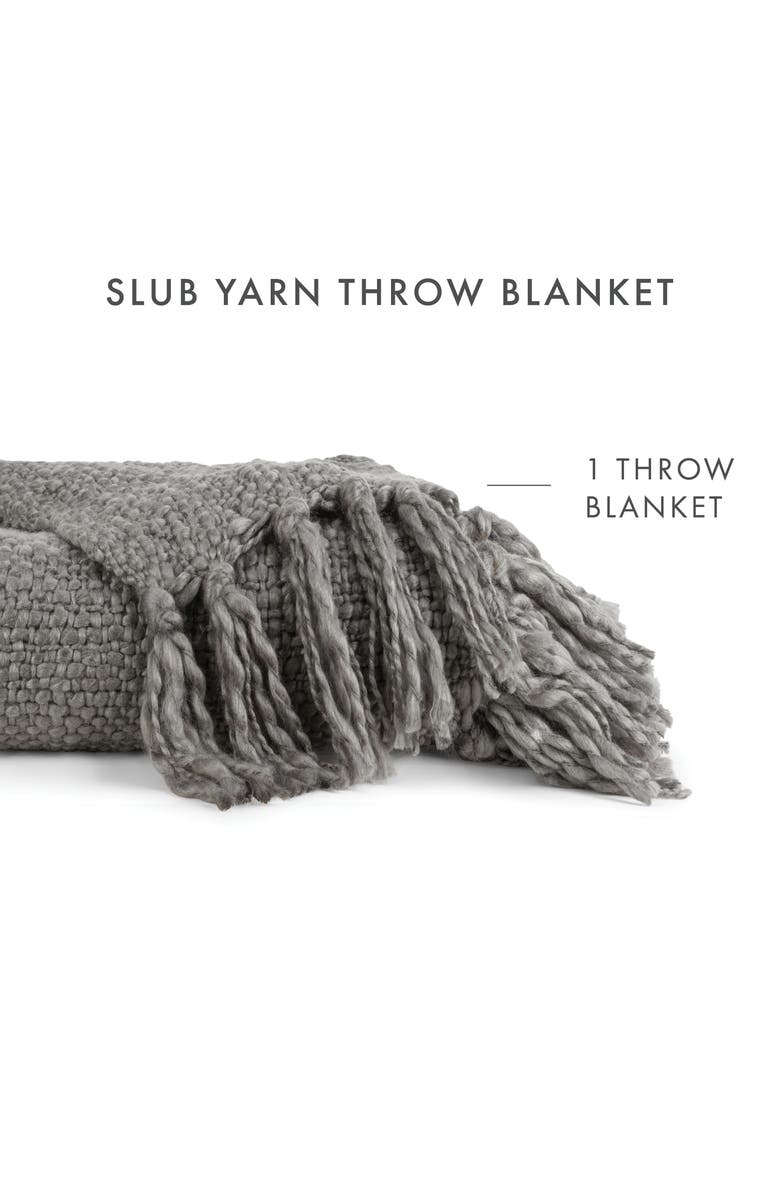 HOMESPUN Slub-Yarn Throw Blanket, Alternate, color, Gray