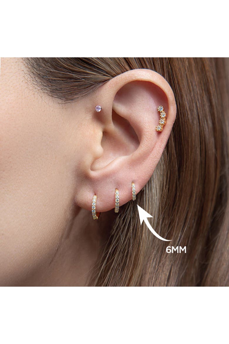 Gold Pavé Six Mm Huggie Hoop Earring, Alternate, color, Gold