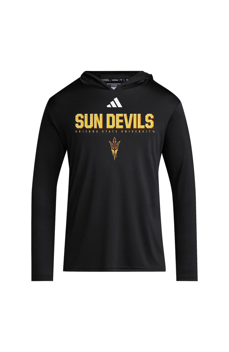 adidas Men's adidas Black Arizona State Sun Devils 2025 AEROREADY Sideline Training Long Sleeve Hooded T-Shirt, Alternate, color,