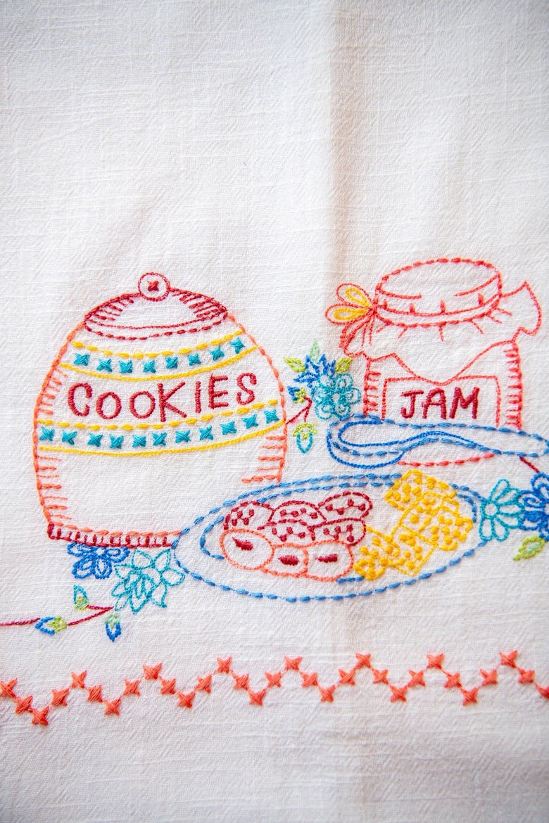 Baking & Cookies Embroidered Tea Towels, Set of 2, Alternate, color, White