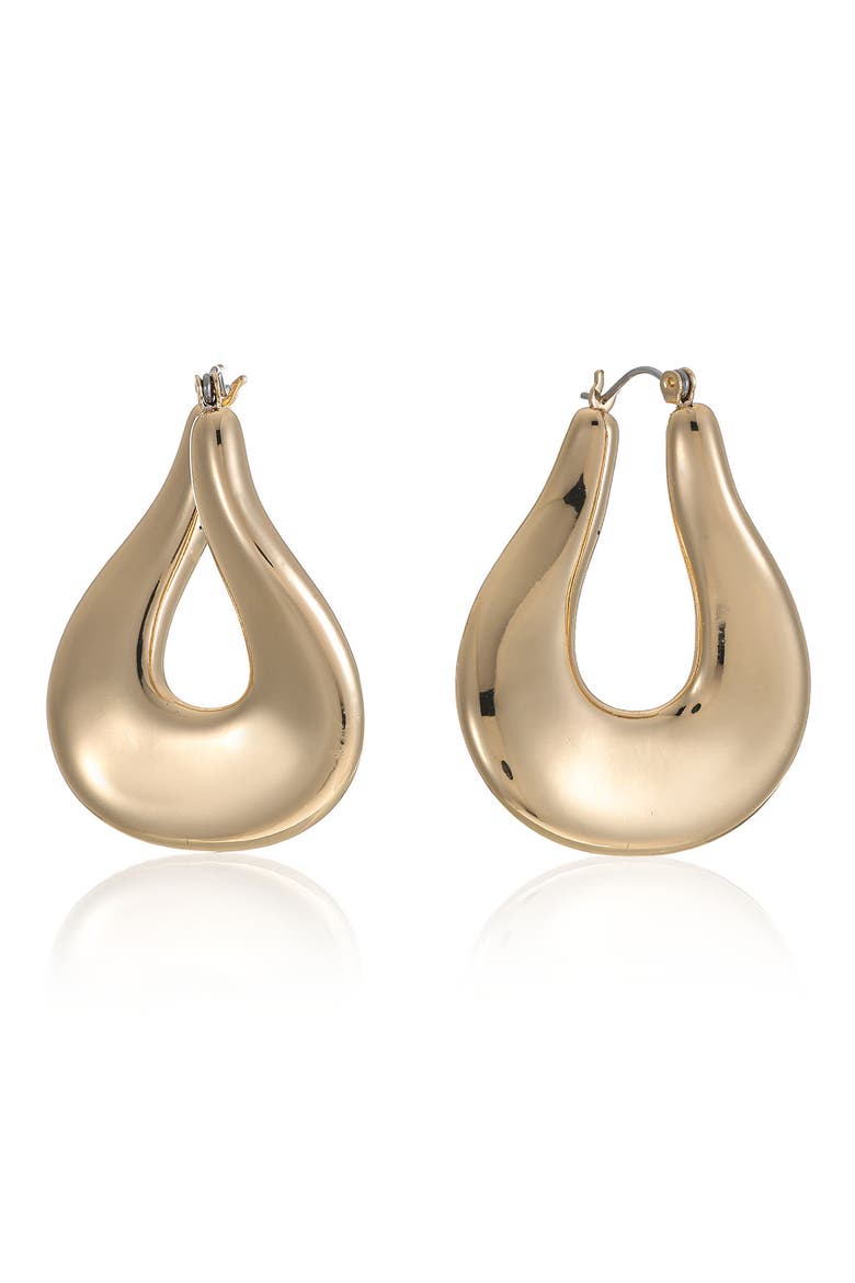 Flat Oval Hoop Earrings, Main, color, GOLD