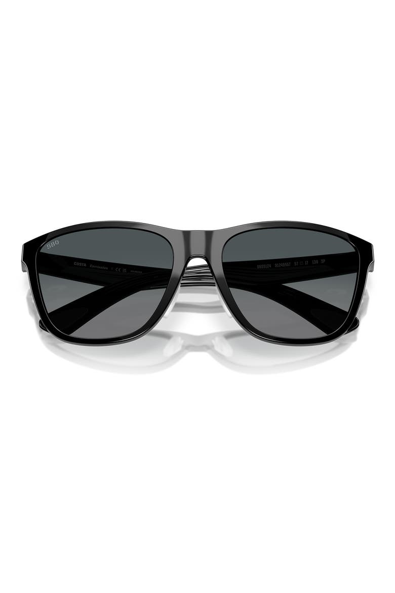 57mm Polarized Rectangular Sunglasses, Alternate, color, BLACK/ GRAY GRADIENT 580G