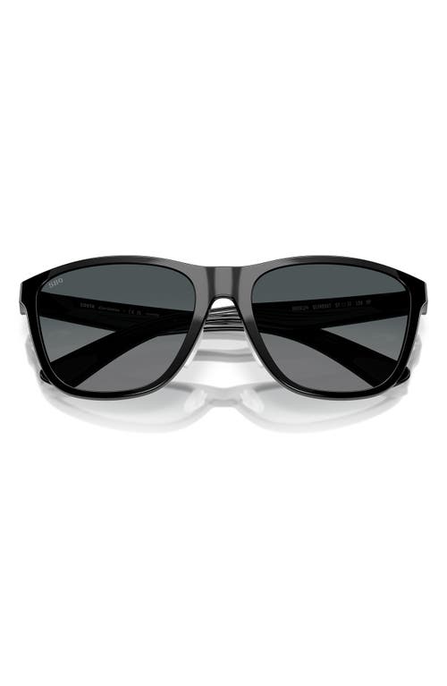 Costa Del Mar 57mm Polarized Rectangular Sunglasses In Black/gray Gradient 580g