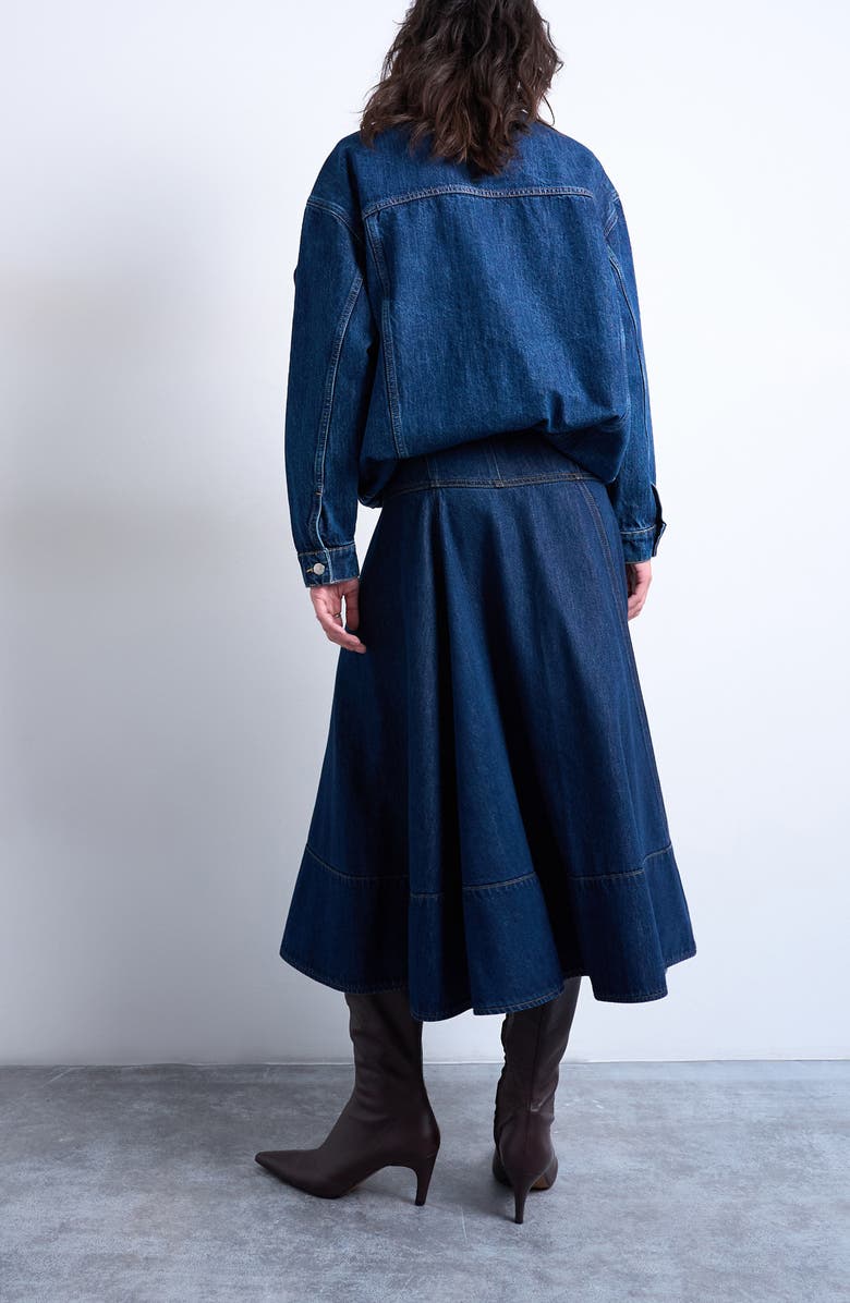 Topshop Dropped Waist Denim Skirt, Alternate, color, Medium Blue