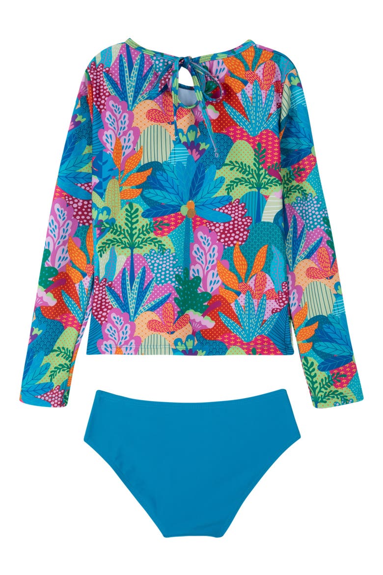 Ocean Blooms Long Sleeve Rash Guard Set, Alternate, color, Multi