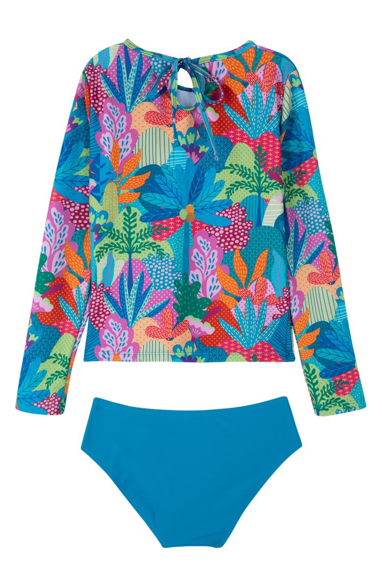 Gottex Kids Ocean Blooms Long Sleeve Rash Guard Set, Alternate, color, Multi