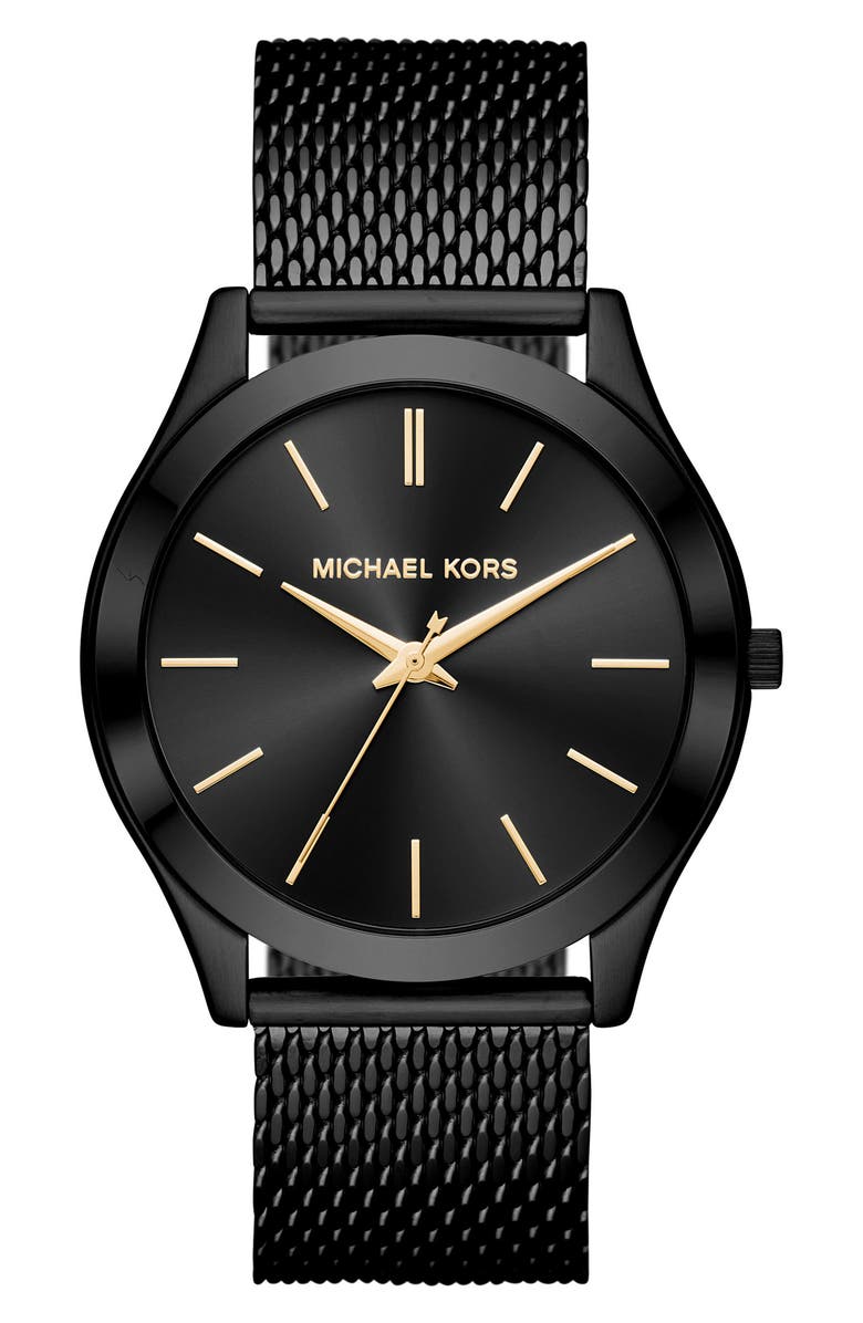 Michael Kors Slim Runway Mesh Strap Watch, 44mm, Main, color,