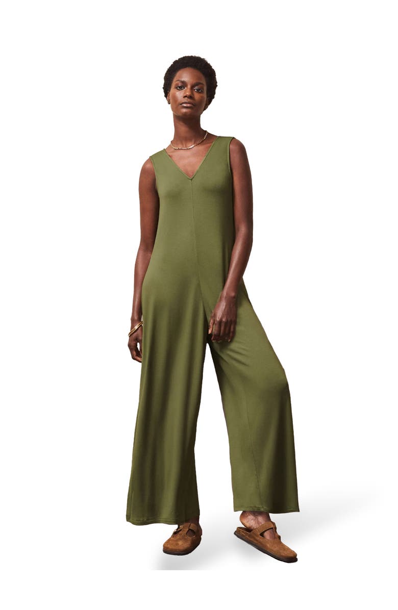 Ro&Zo Jersey Sleeveless V-Neck Jumpsuit, Main, color, Olive