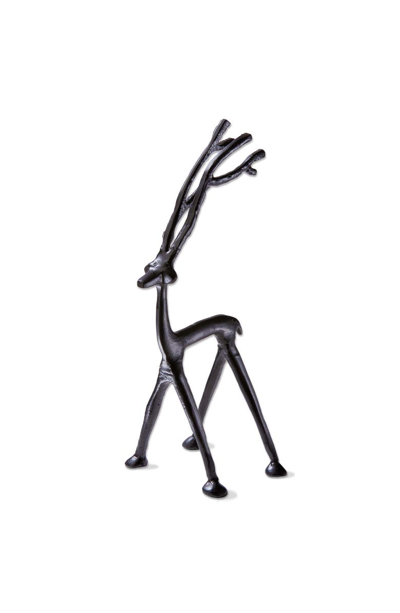 tag Large Black Cast Aluminum Reindeer Statue for Holiday Decor, Main, color, Black