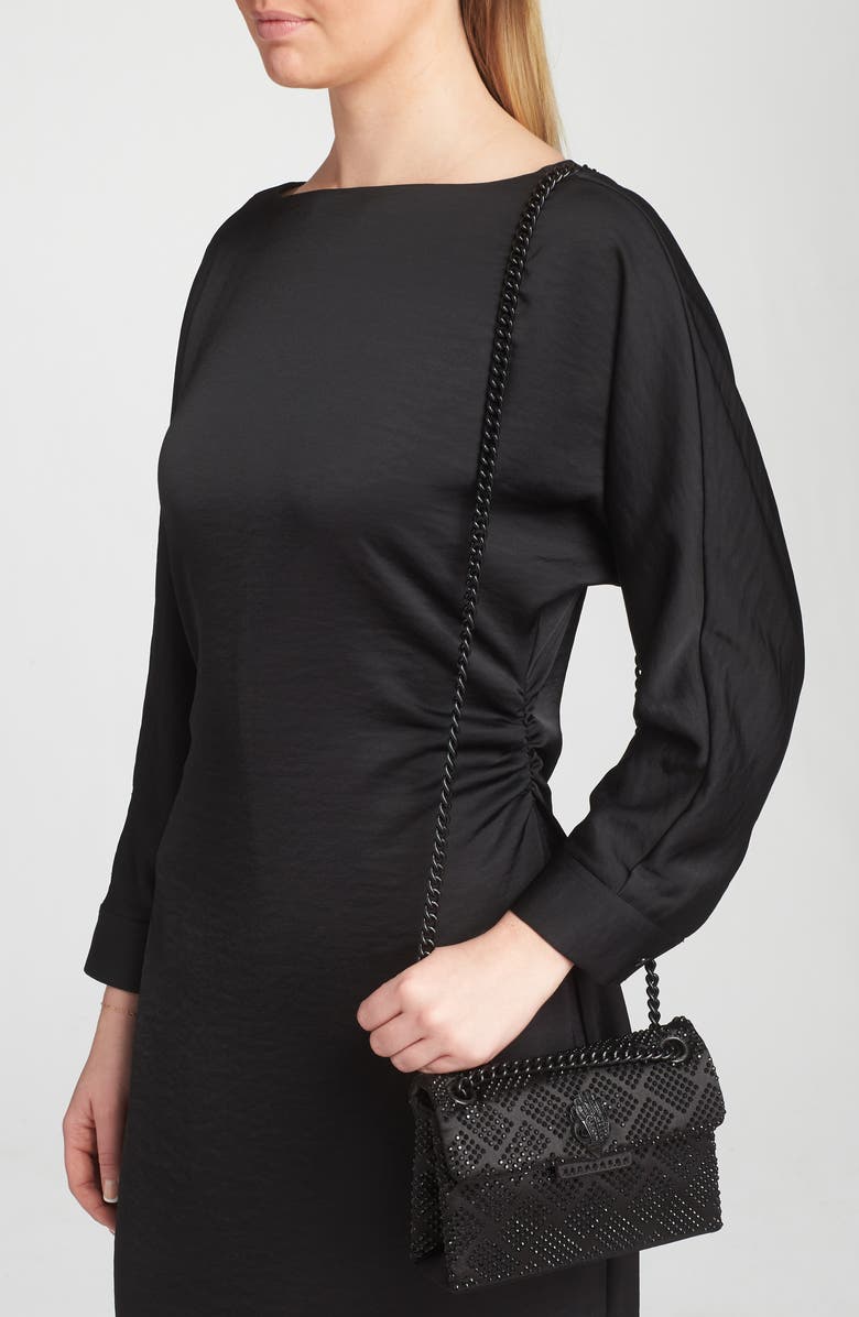 Kurt Geiger London Mini Kensington Embellished Fabric Convertible Crossbody Bag, Alternate, color, Black