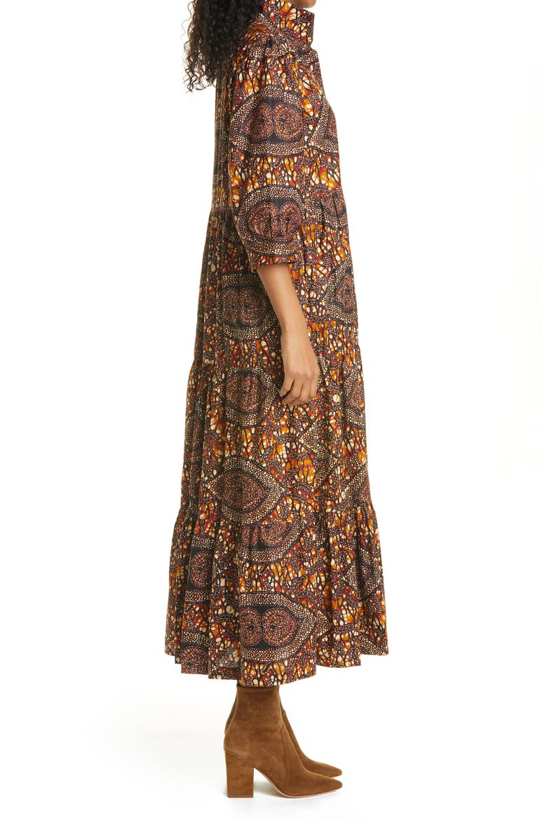 Print Tiered Dress, Alternate, color, TOFFEE PAISLEY