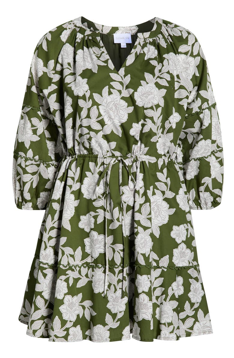 SUGARLIPS Dabria Hizley Floral Long Sleeve Cotton Dress, Alternate, color, Cream-Green