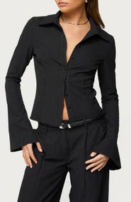 EDIKTED Pinstripe Tailored Button-Up Shirt