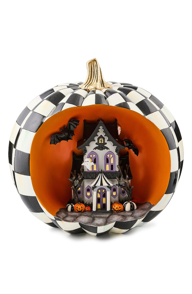 MACKENZIE CHILDS Illuminated Haunted House Pumpkin Scene, Main, color, 