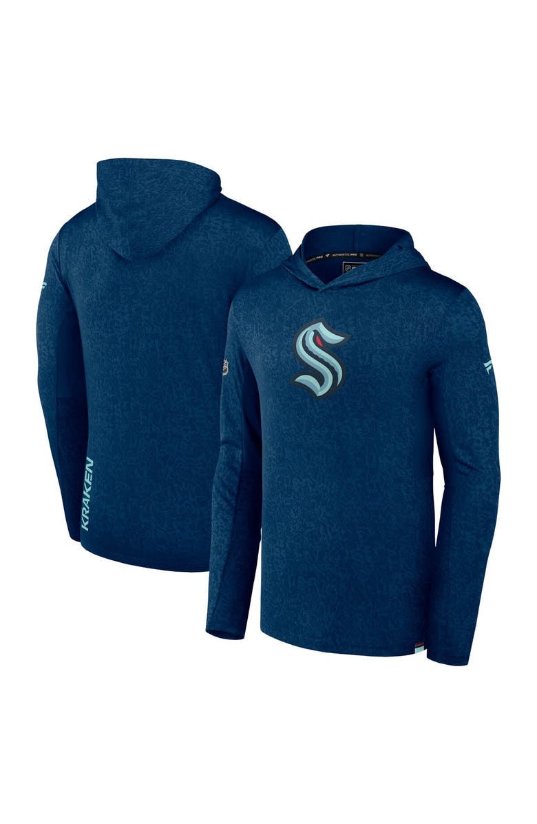 FANATICS Men's Fanatics Branded Deep Sea Blue Seattle Kraken Authentic Pro Lightweight Pullover Hoodie, Main, color, Navy