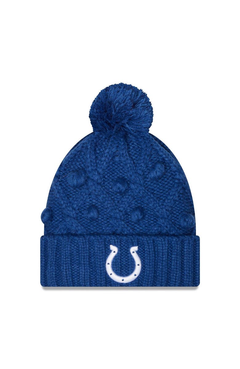 New Era Women's New Era Royal Indianapolis Colts Toasty Cuffed Knit Hat with Pom, Main, color, 