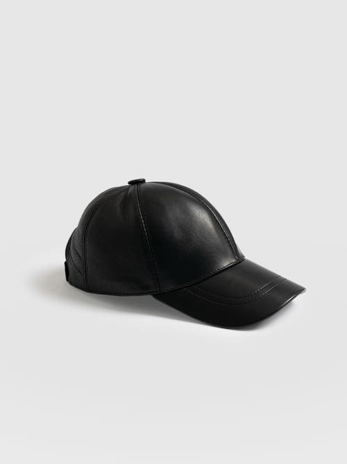 Saint And Sofia Saint + Sofia Avalon Leather Baseball Cap In Black