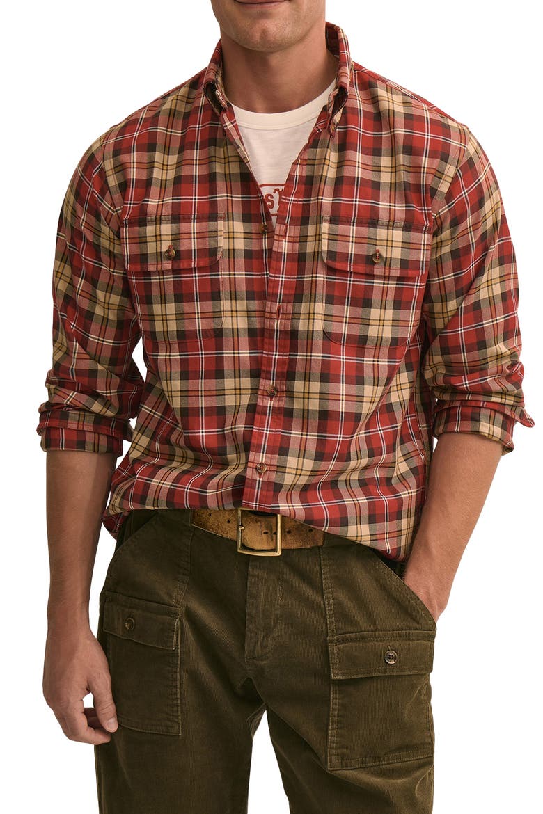 Friday Cotton Twill Shirt, Main, color, CAMELPLAID
