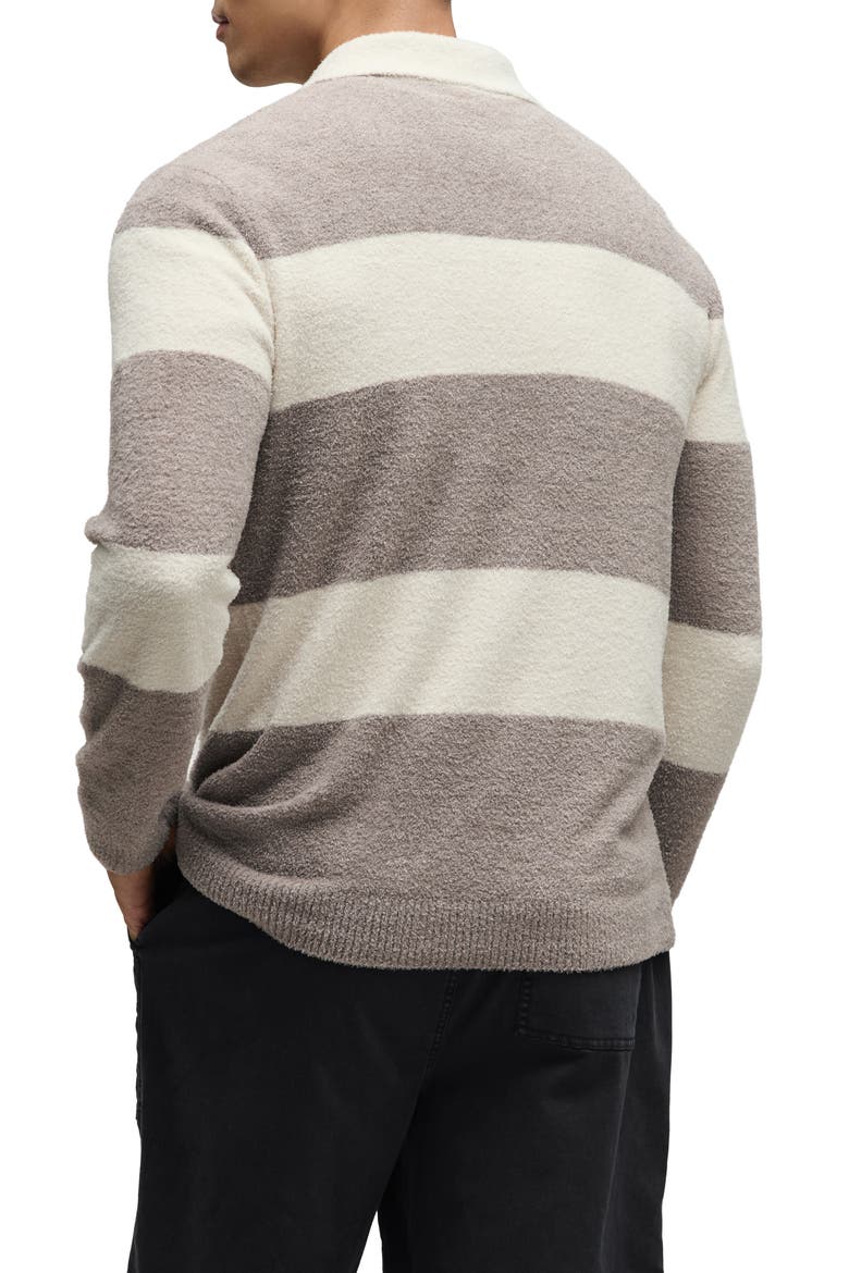 CozyChic® Lite Rugby Pajama Polo Sweater, Alternate, color, GRAY SKIES/ MOONLIGHT
