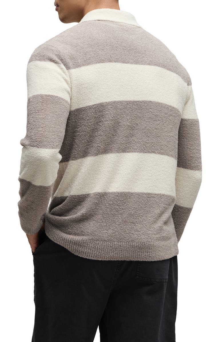 Barefoot Dreams<sup>®</sup> CozyChic<sup>®</sup> Lite Rugby Pajama Polo Sweater, Alternate, color, Gray Skies/ Moonlight