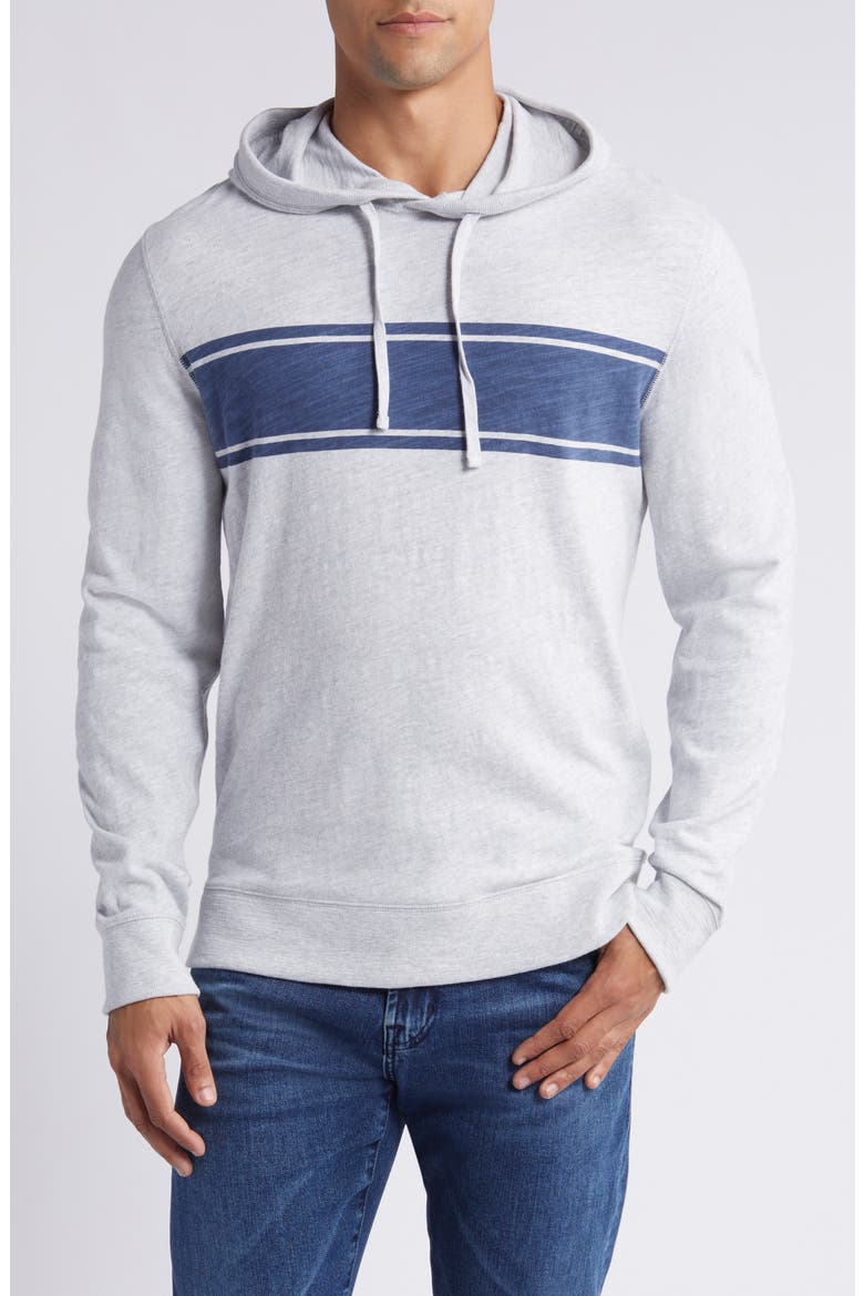 Sunwashed Organic Cotton Slub Hoodie, Main, color, LIGHT GREY HEATHER SURF STRIPE