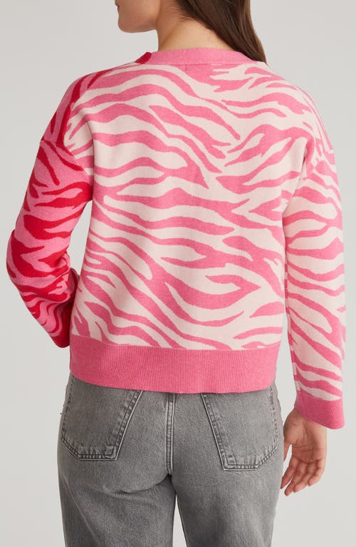 525 Nicole Tiger Stripe Cardigan In Pink