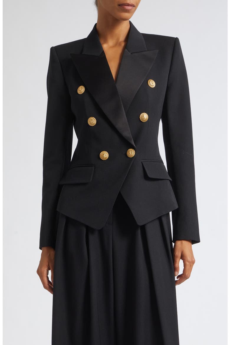 Double Breasted Grain de Poudre Wool Blazer, Main, color, EAP BLACK/ BLACK