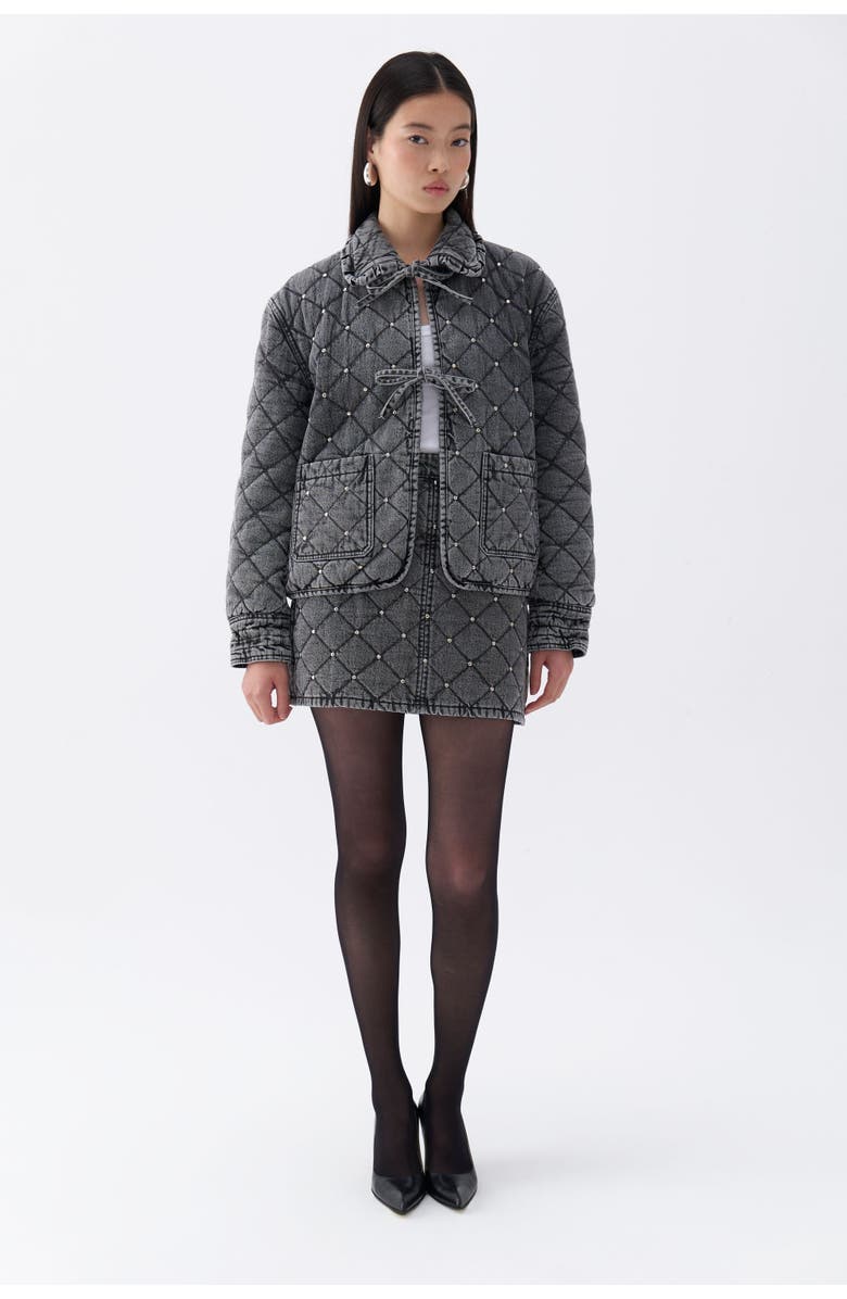 Nocturne Quilted Stone Embellished Jean Jacket, Alternate, color, 