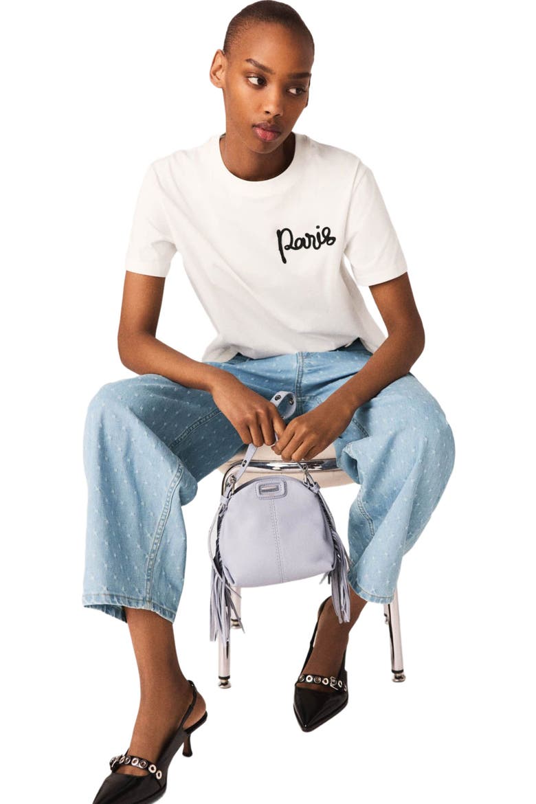 T-shirt with embroidered Paris logo, Alternate, color, White