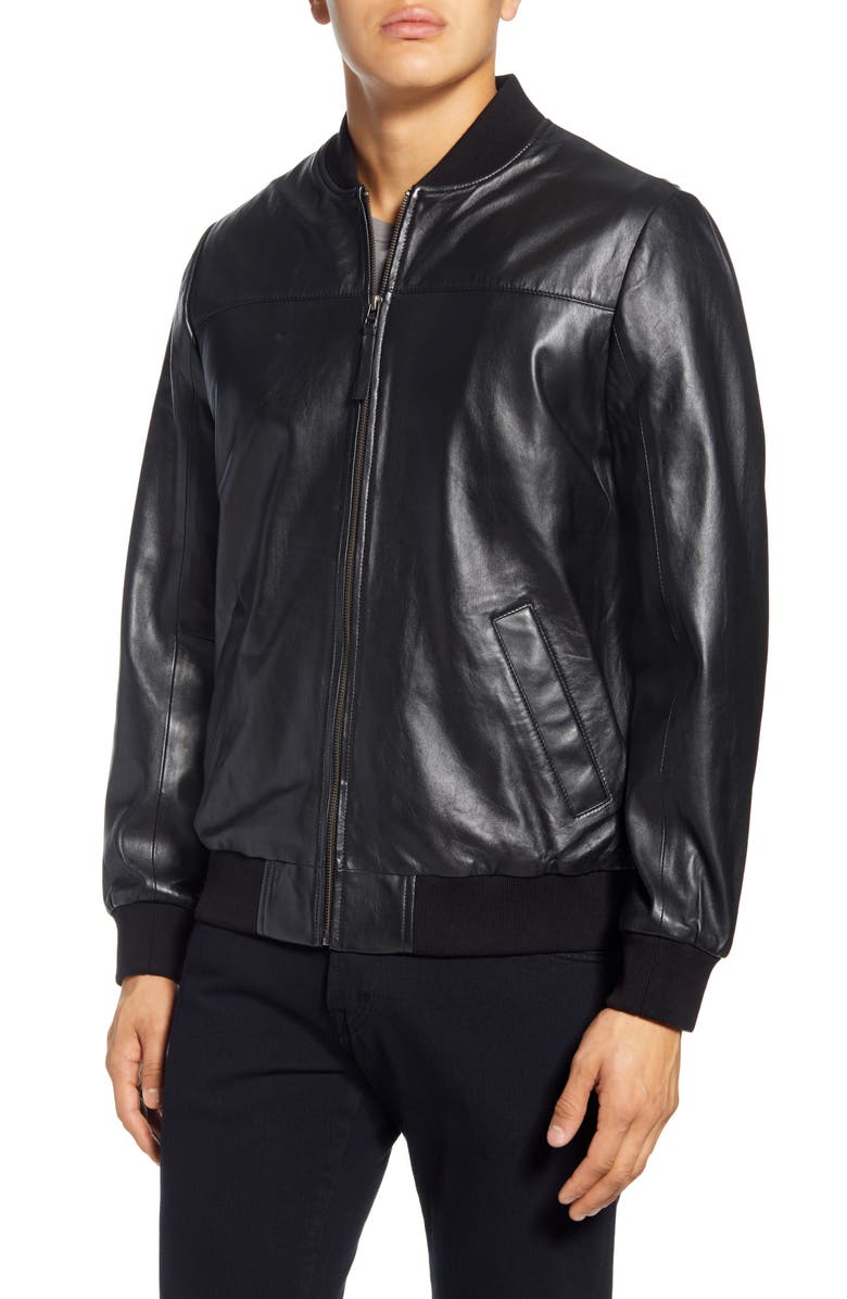 Bagatelle Lambskin Leather Bomber Jacket, Alternate, color,