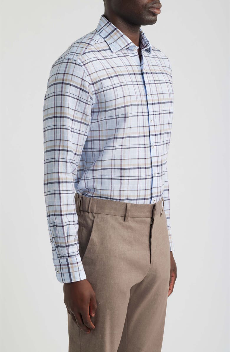 1863 by Eterna Soft Luxury Modern Fit Check Non-Iron Dress Shirt, Alternate, color, Blue