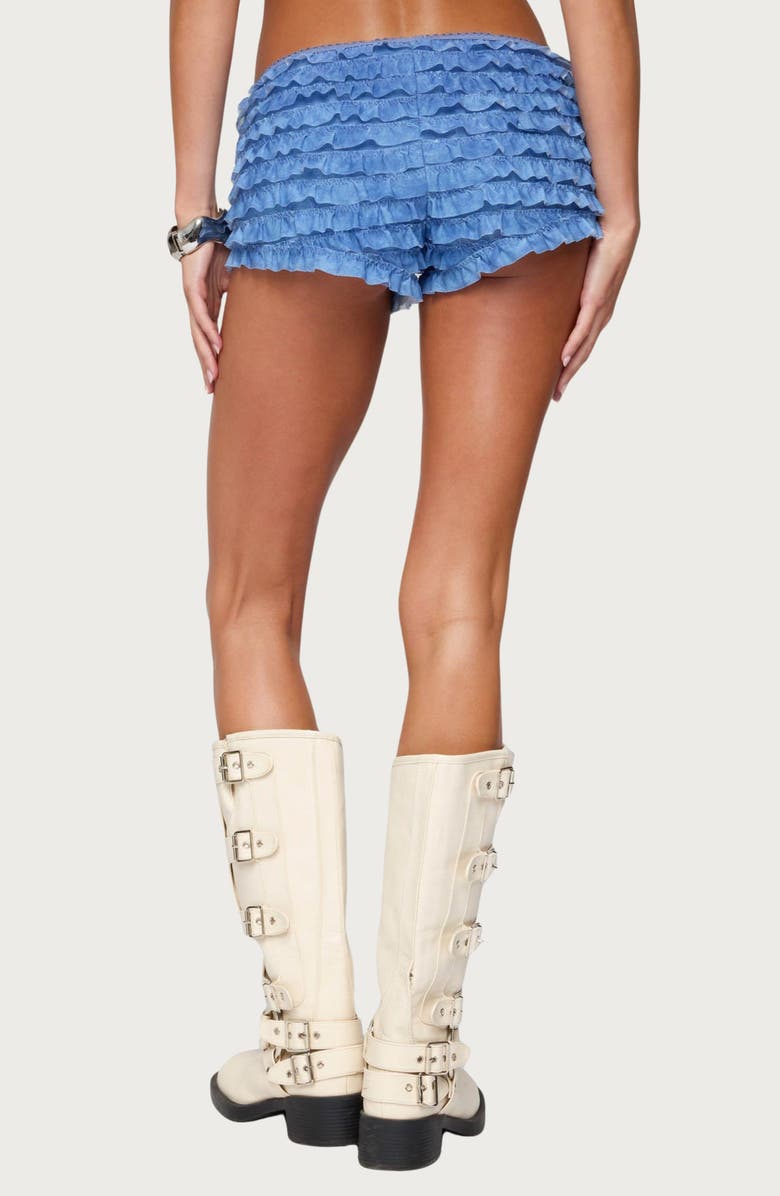 EDIKTED Shailee Ruffle Shorts, Alternate, color, Blue