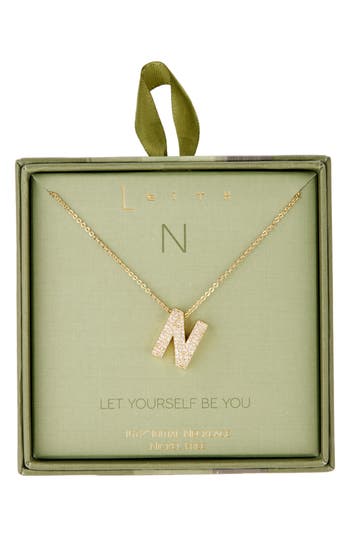 Leith Pavé Cubic Zirconia Initial Pendant Necklace In Gold