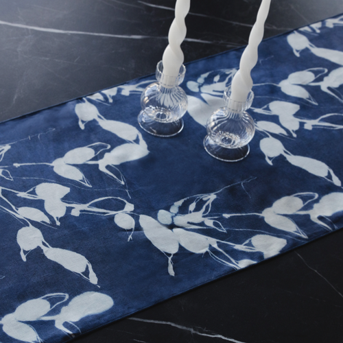 Goldie Home Porto Print Denim Runner In Indigo