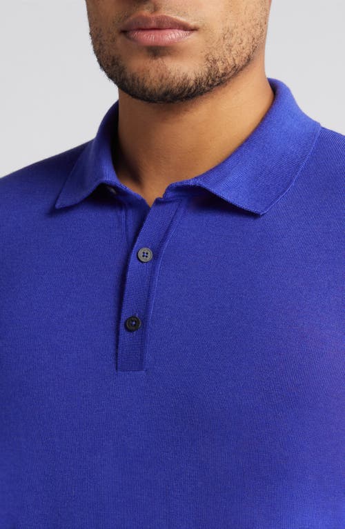 Hugo Boss Lancione Wool Sweater Polo In Blue