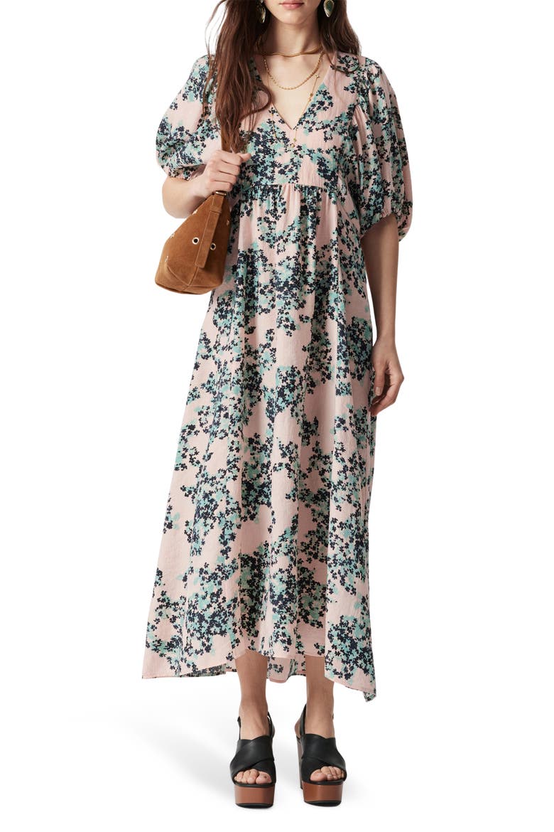 Jacquard Maxi Dress, Main, color, PORCELAIN FLORAL AOP