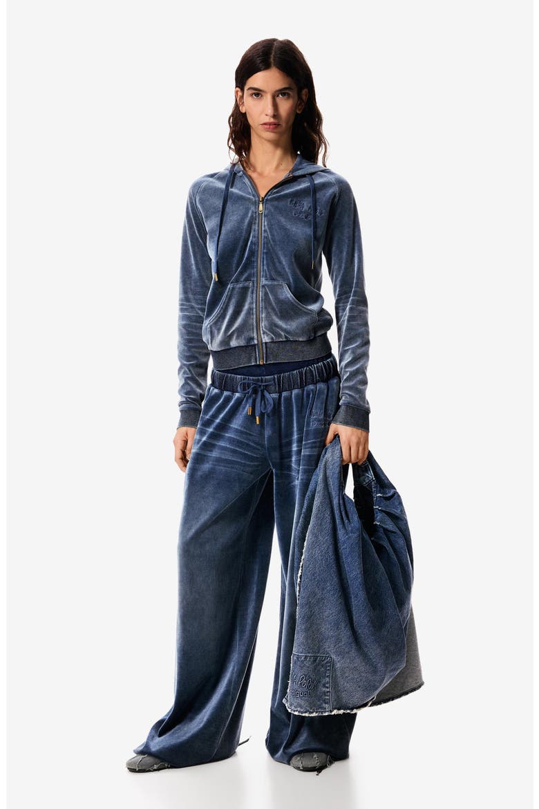 x Masha Popova Velour Zip Hoodie, Alternate, color, NAVY BLUE