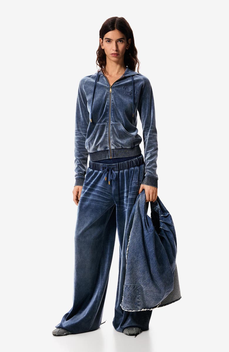 Desigual x Masha Popova Velour Zip Hoodie, Alternate, color, Navy Blue