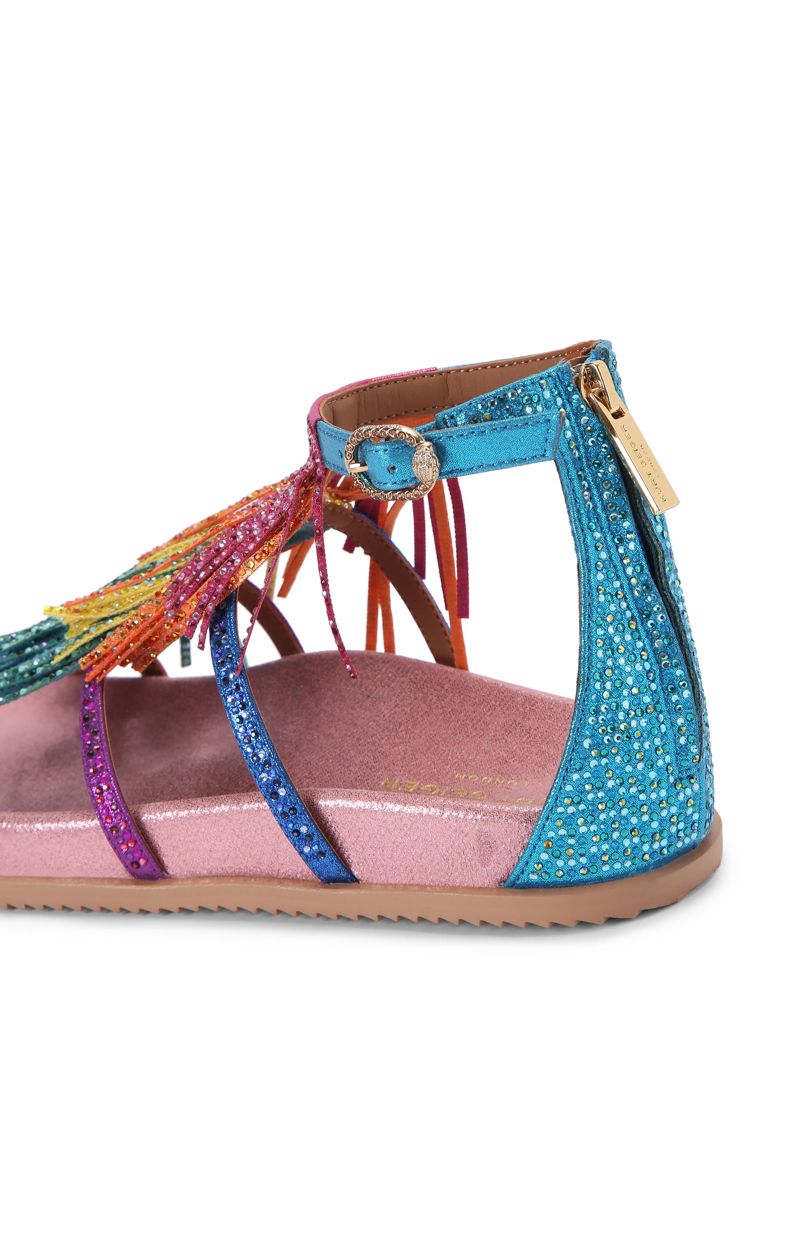 Kurt Geiger London Fringe Flat Sandal, Alternate, color, 