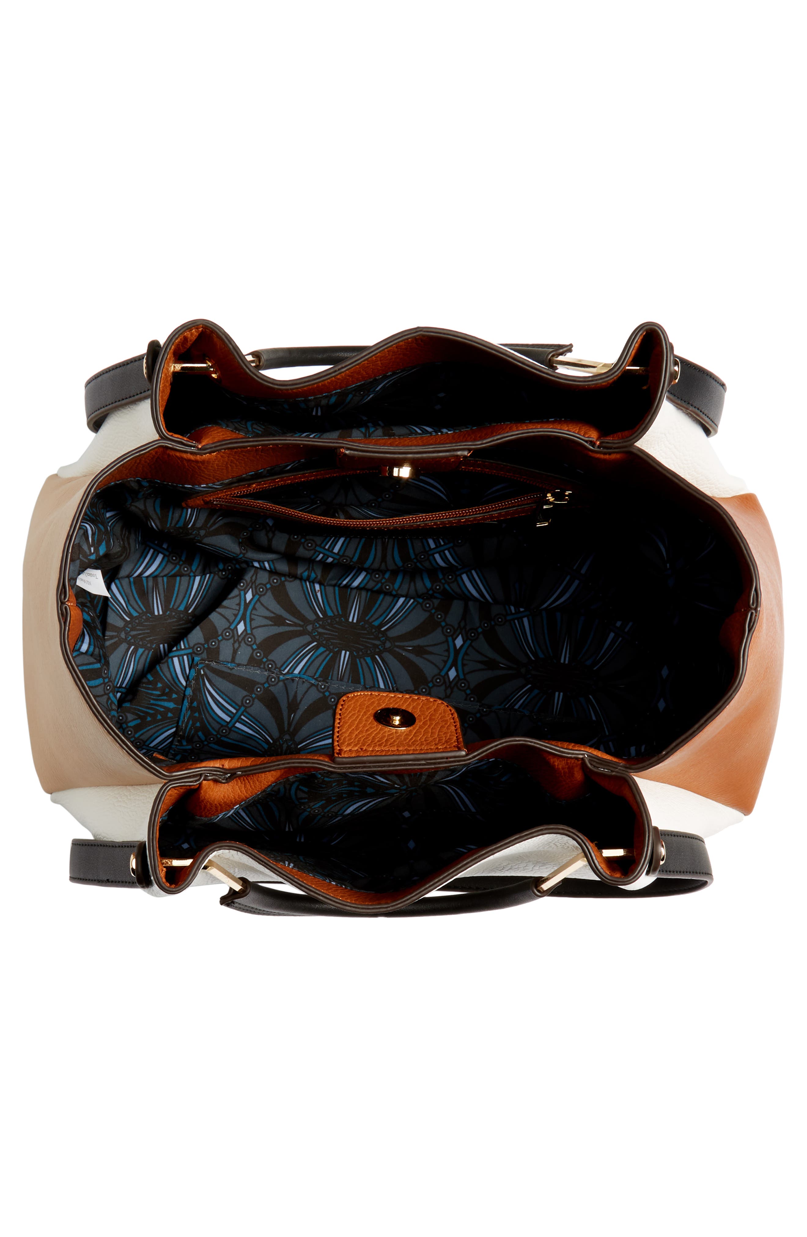 Faux Leather Satchel, Alternate, color, WHITE COMBO