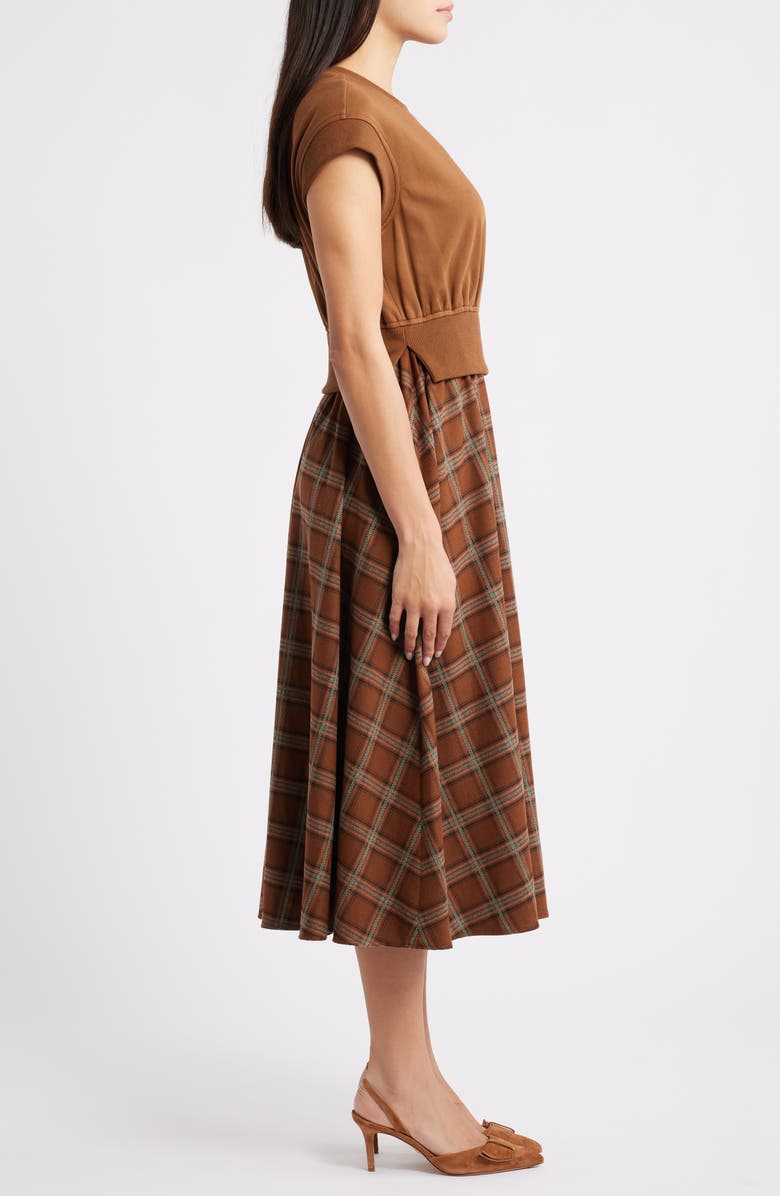 ZOE AND CLAIRE Short Sleeve French Terry Maxi Dress, Alternate, color, Brown