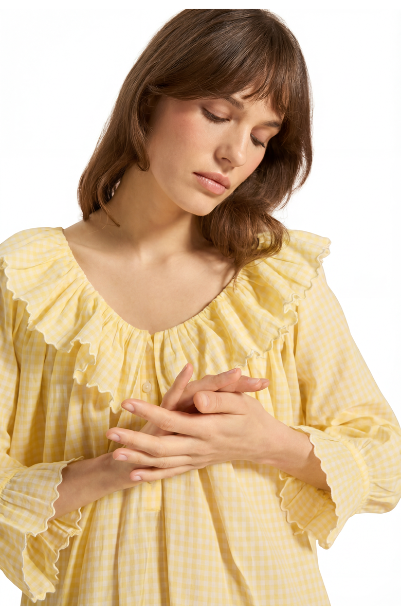 If Only If Pandora Gingham Nightdress, Alternate, color, Buttercup Yellow